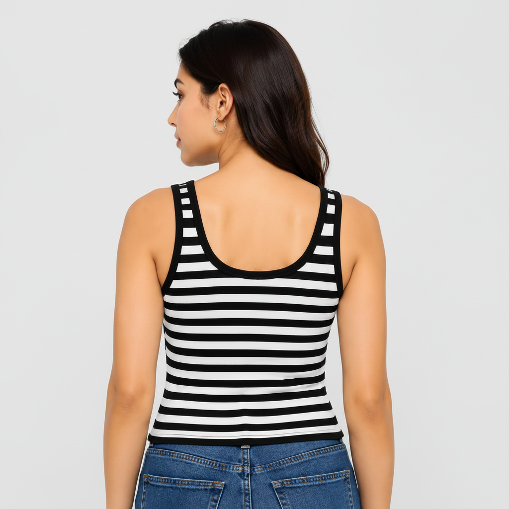 Black & White Striped Racerback Tank Top