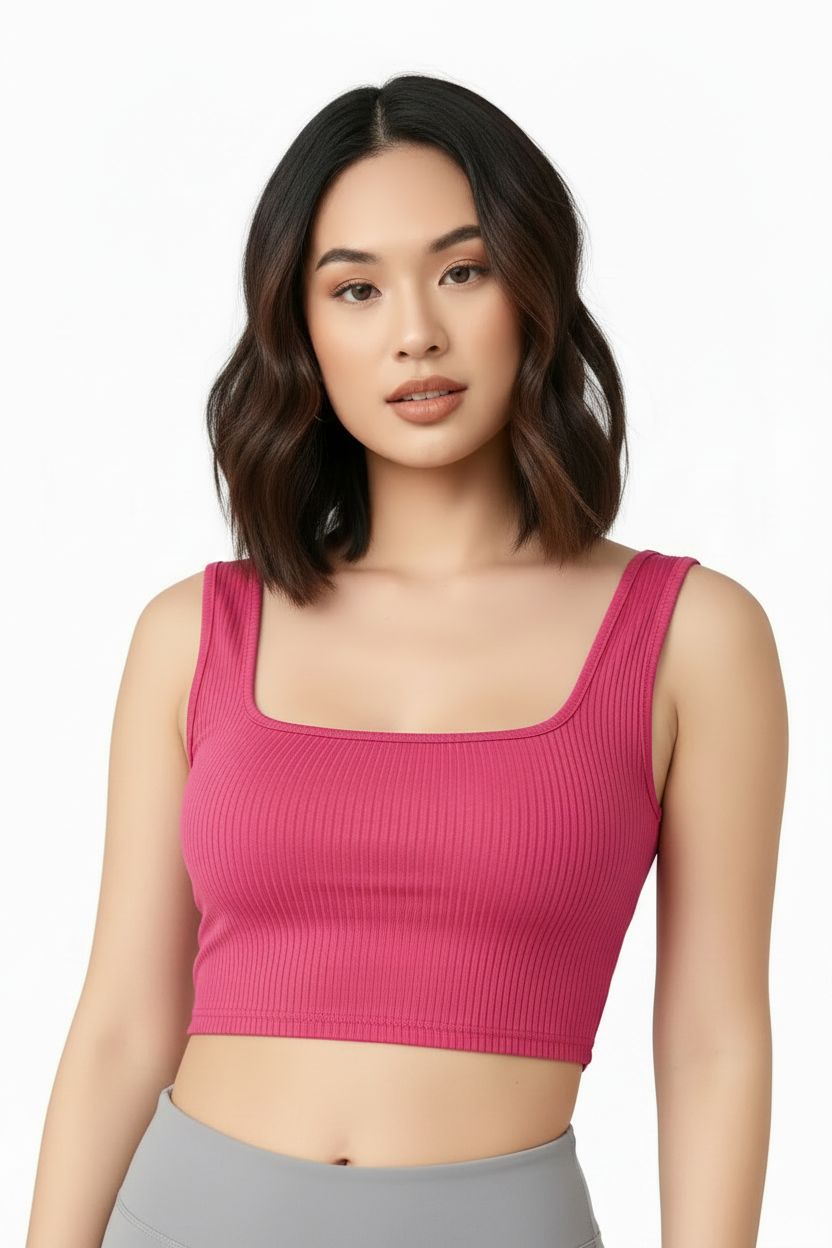 Black Ribbed Crop Top