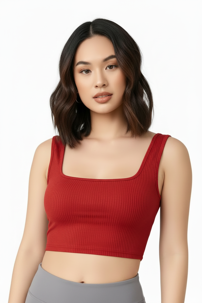 Black Ribbed Crop Top