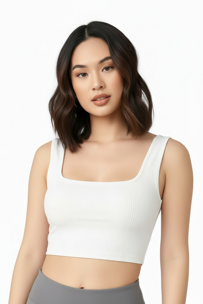 Black Ribbed Crop Top